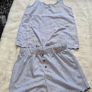 Rae Dunn Blue and White Striped Pajama Set